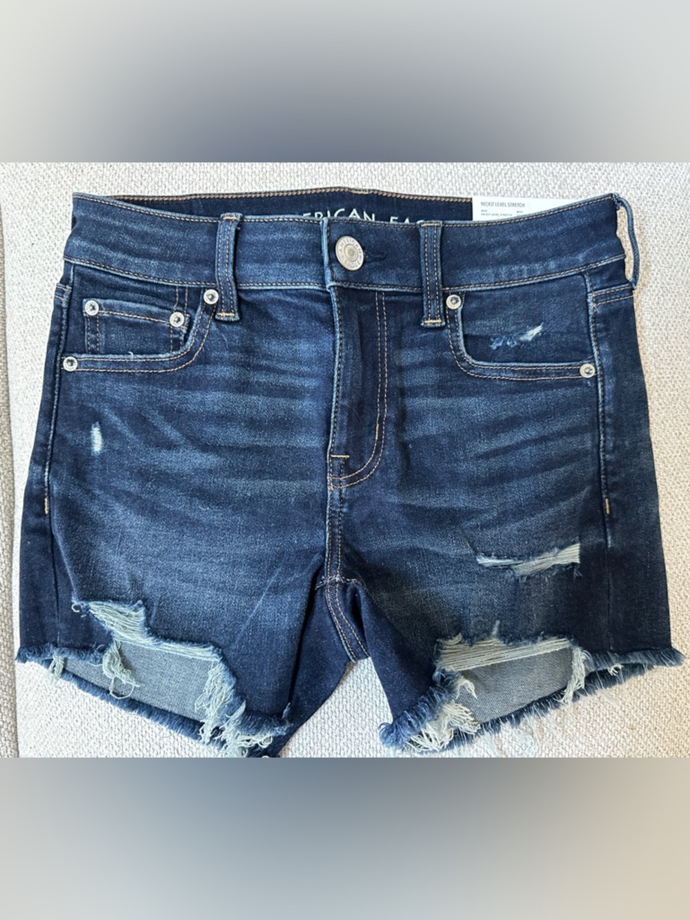 NWT American Eagle Outfitters Dark Blue Distressed Boyfriend Jeans Shorts